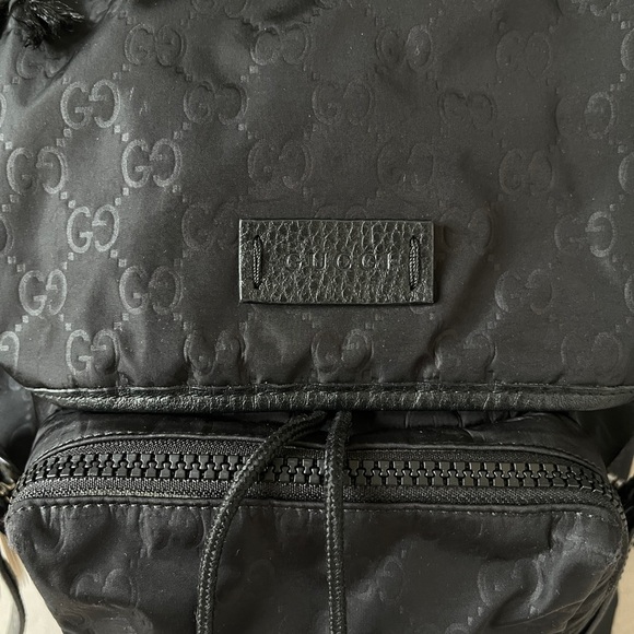 Gucci backpack in black monogram nylon canvas and leather with sivler hardware - Picture 7 of 11